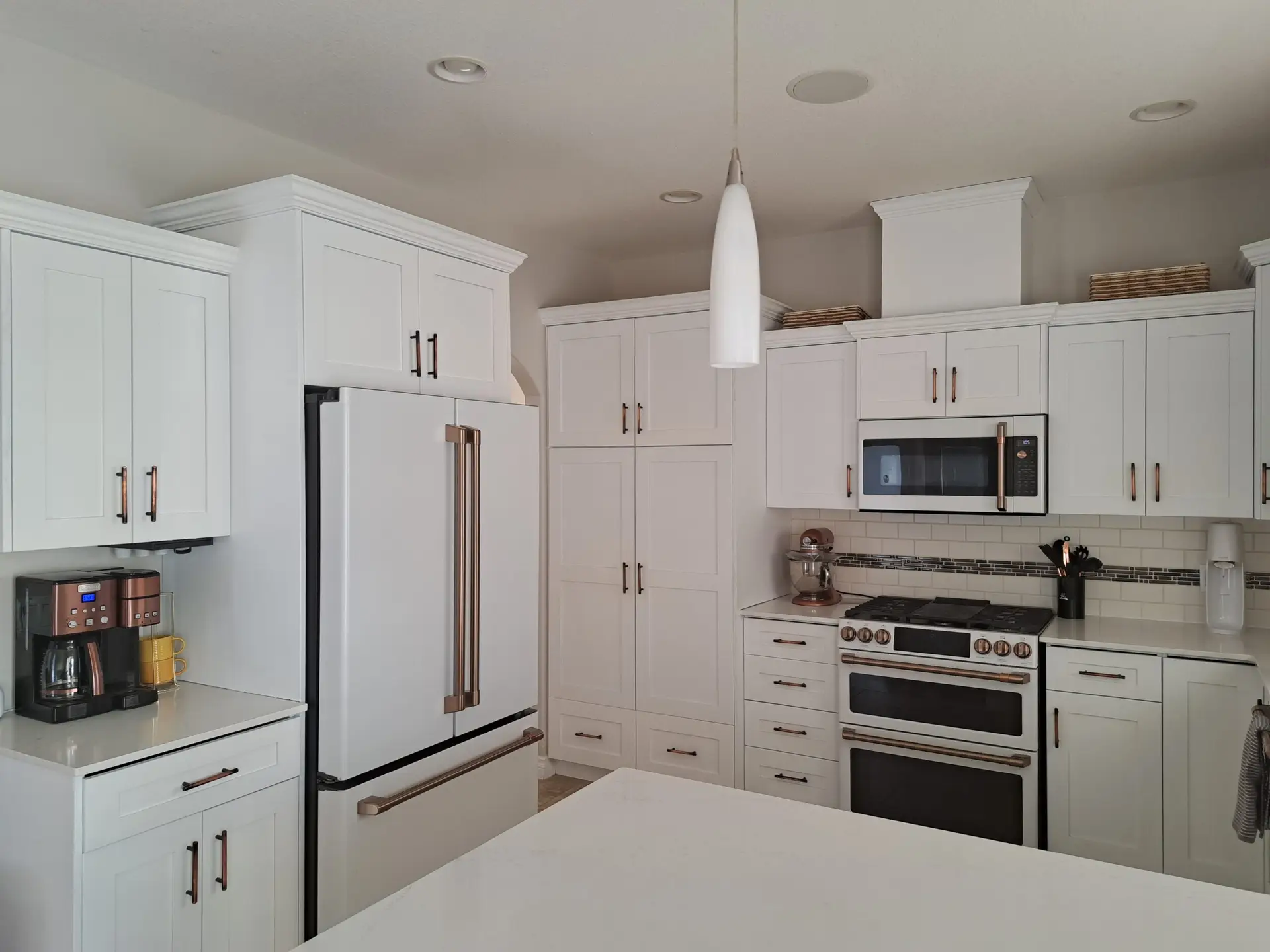 Kitchen cabinet painting and refinishing project.